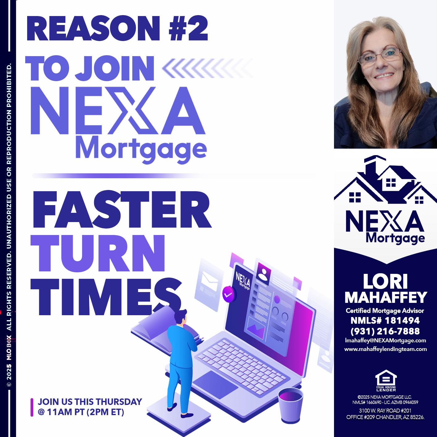 REASON 2 - Lori Mahaffey -Senior Loan Officer, Certified Mortgage Advisor