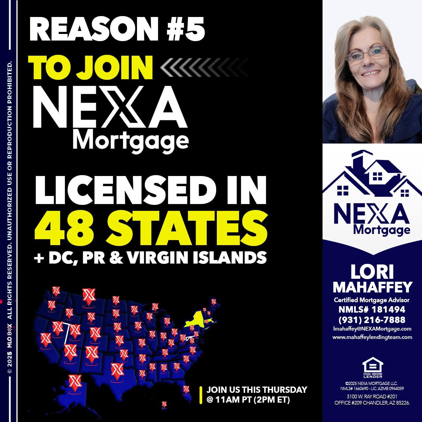 REASON 5 - Lori Mahaffey -Senior Loan Officer, Certified Mortgage Advisor