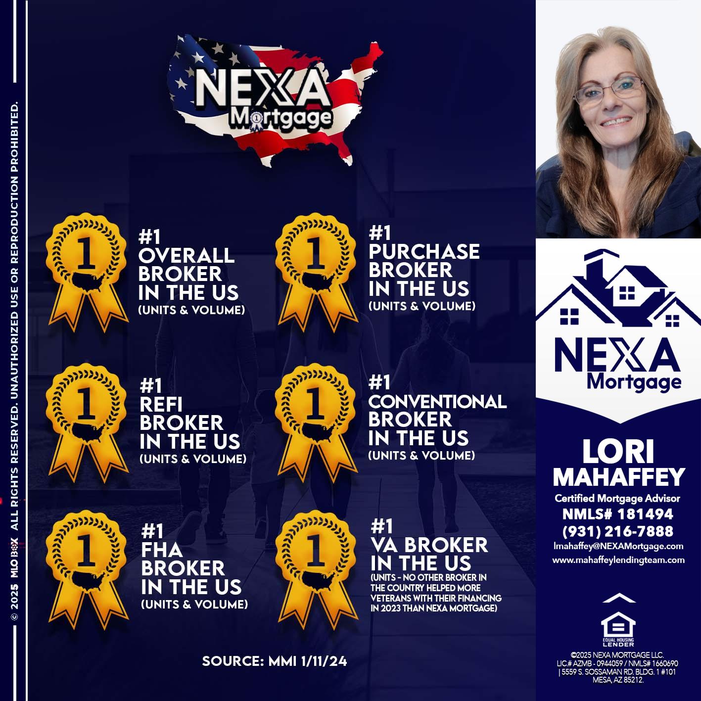 #1 - Lori Mahaffey -Senior Loan Officer, Certified Mortgage Advisor