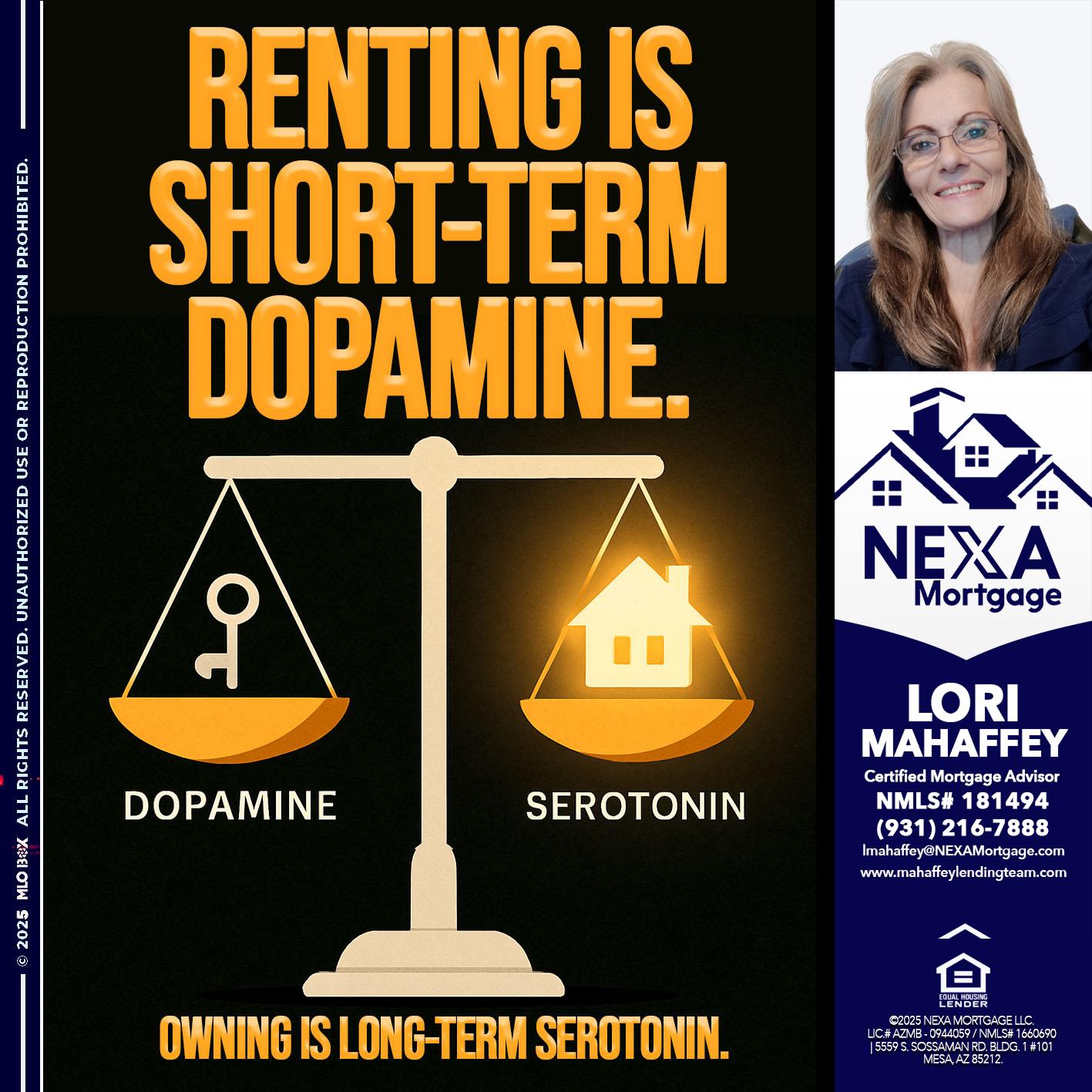 RENTING IS SHORT TERM - Lori Mahaffey -Senior Loan Officer, Certified Mortgage Advisor