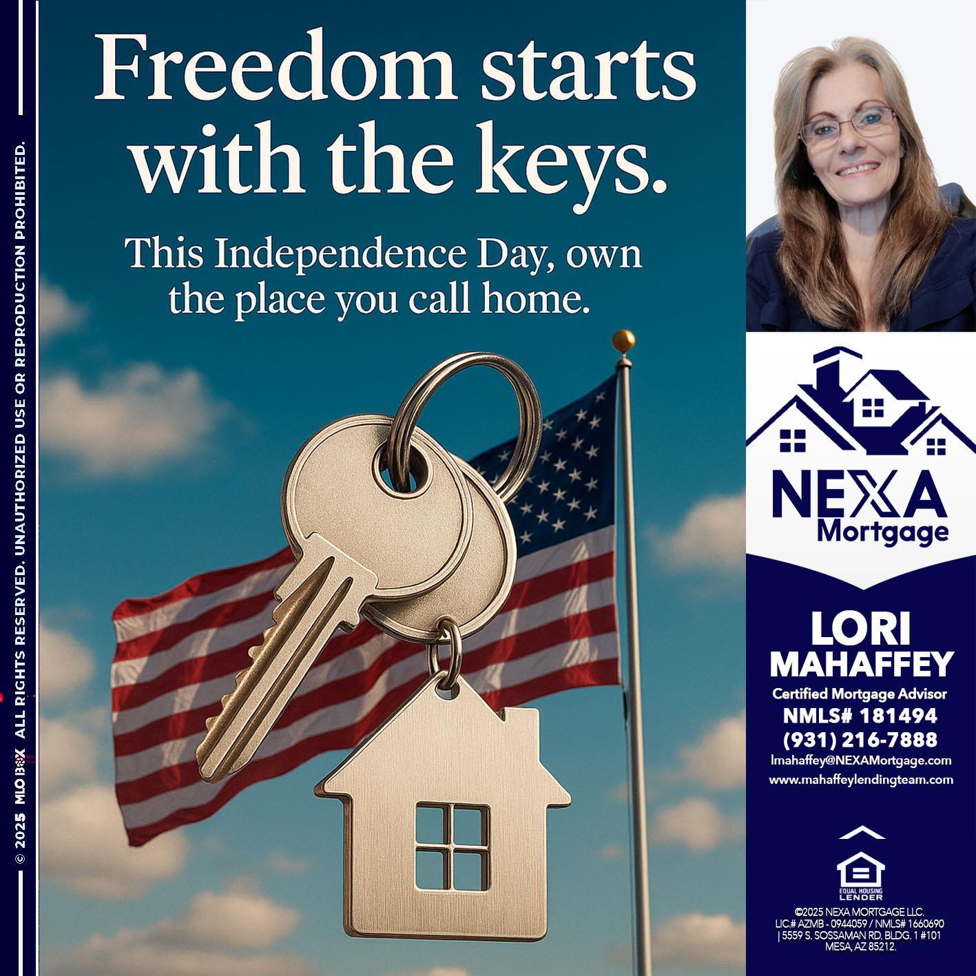 FREEDOM STARTS - Lori Mahaffey -Senior Loan Officer, Certified Mortgage Advisor