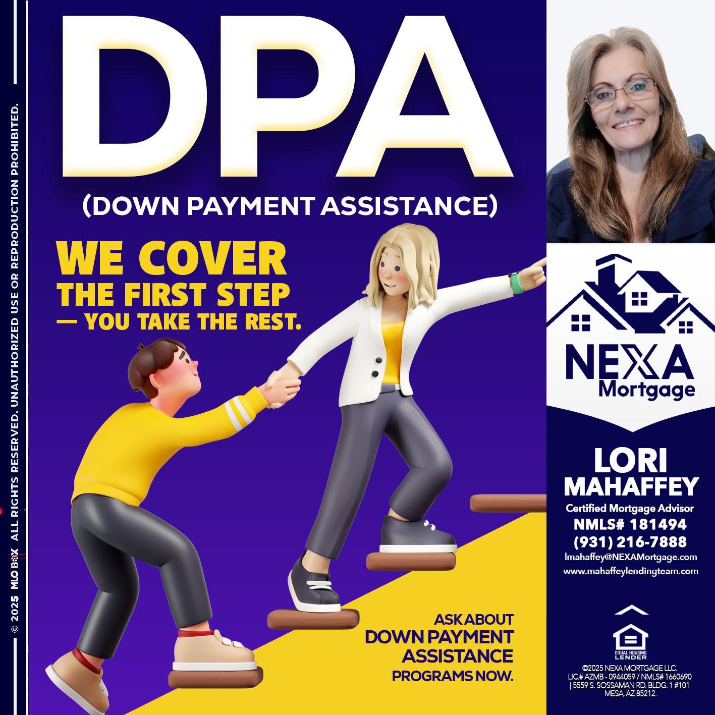 DPA LOANS - Lori Mahaffey -Senior Loan Officer, Certified Mortgage Advisor