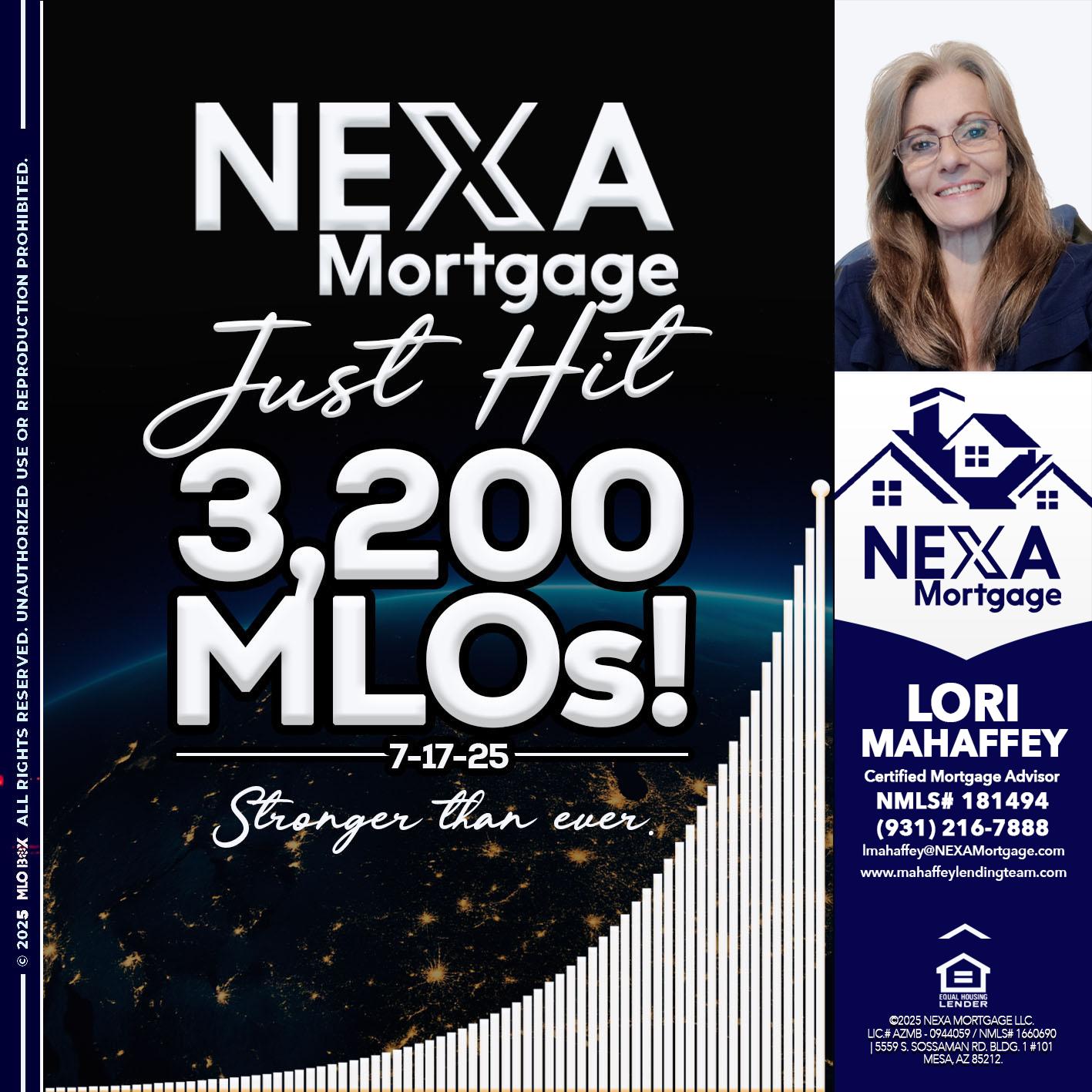 3200 MLOs - Lori Mahaffey -Senior Loan Officer, Certified Mortgage Advisor