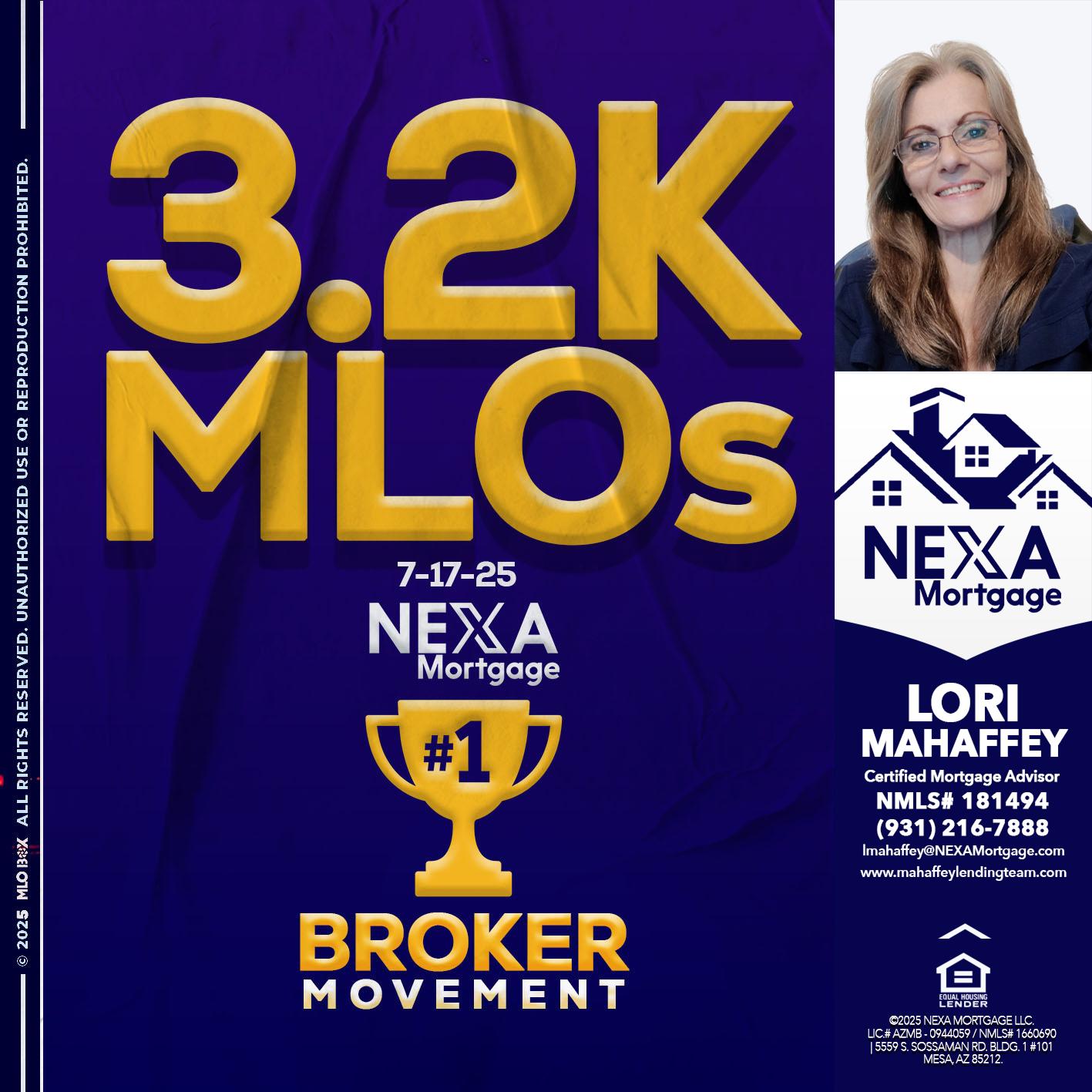 3.2K MLOs - Lori Mahaffey -Senior Loan Officer, Certified Mortgage Advisor