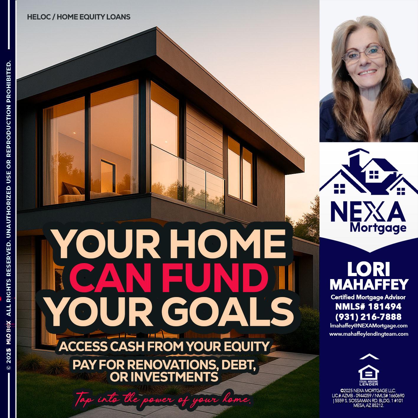 HELOC - Lori Mahaffey -Senior Loan Officer, Certified Mortgage Advisor