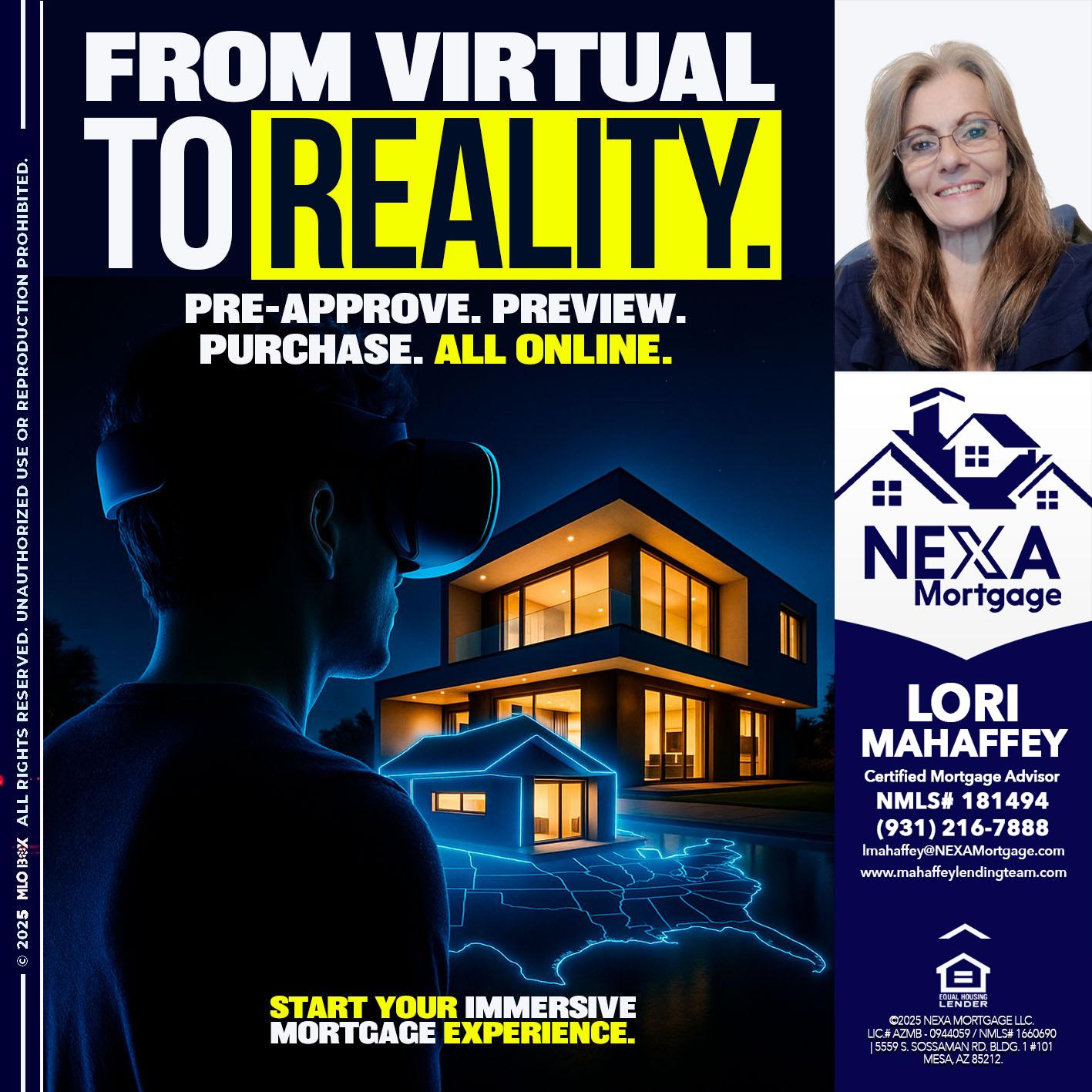 FROM VIRTUAL - Lori Mahaffey -Senior Loan Officer, Certified Mortgage Advisor