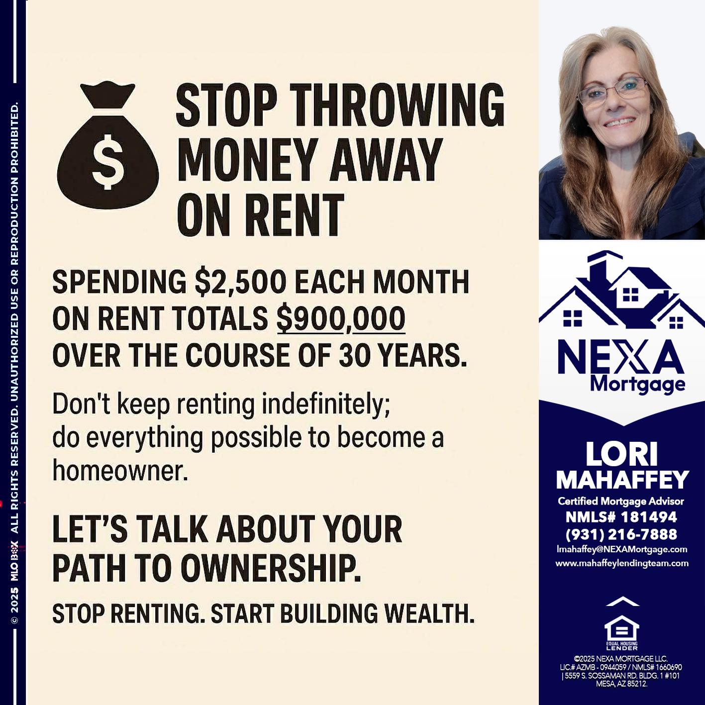 STOP THROWING - Lori Mahaffey -Senior Loan Officer, Certified Mortgage Advisor
