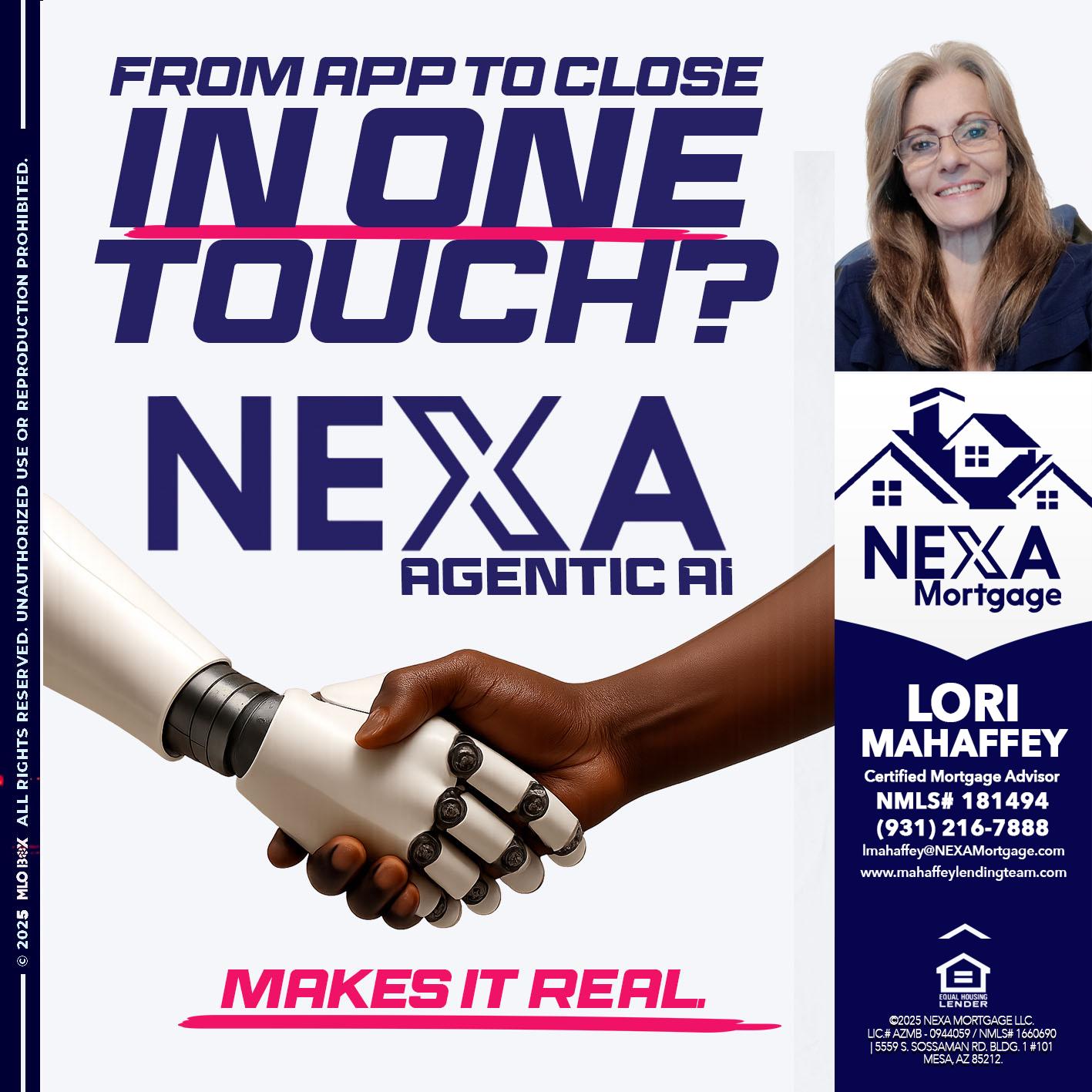 IN ONE TOUCH - Lori Mahaffey -Senior Loan Officer, Certified Mortgage Advisor