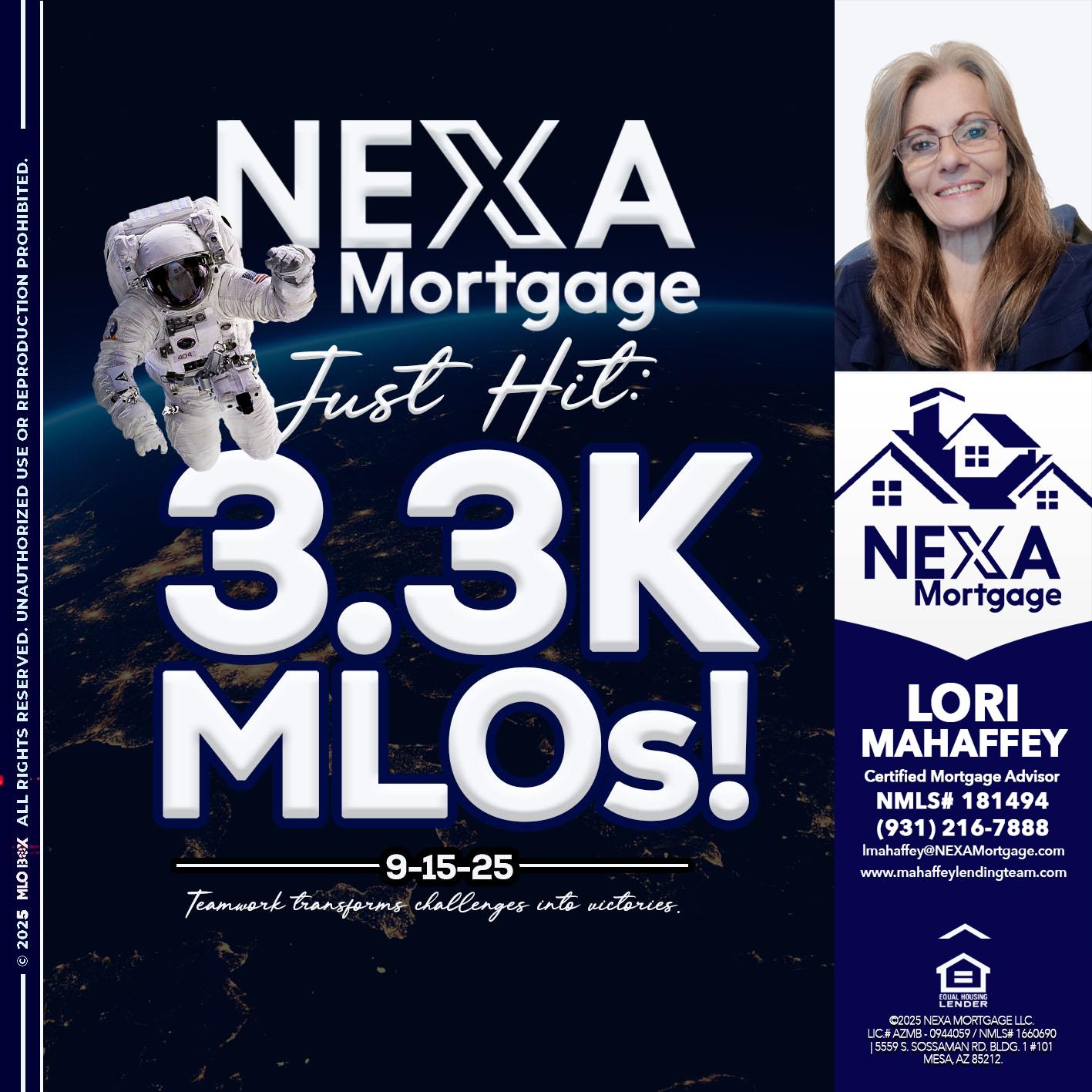 3.3K - Lori Mahaffey -Senior Loan Officer, Certified Mortgage Advisor