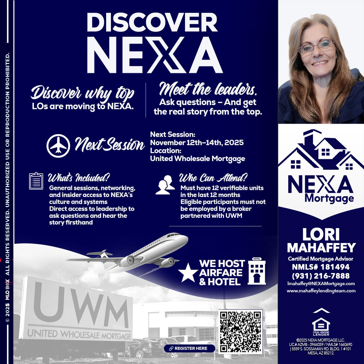 DISCOVER NEXA - Lori Mahaffey -Senior Loan Officer, Certified Mortgage Advisor