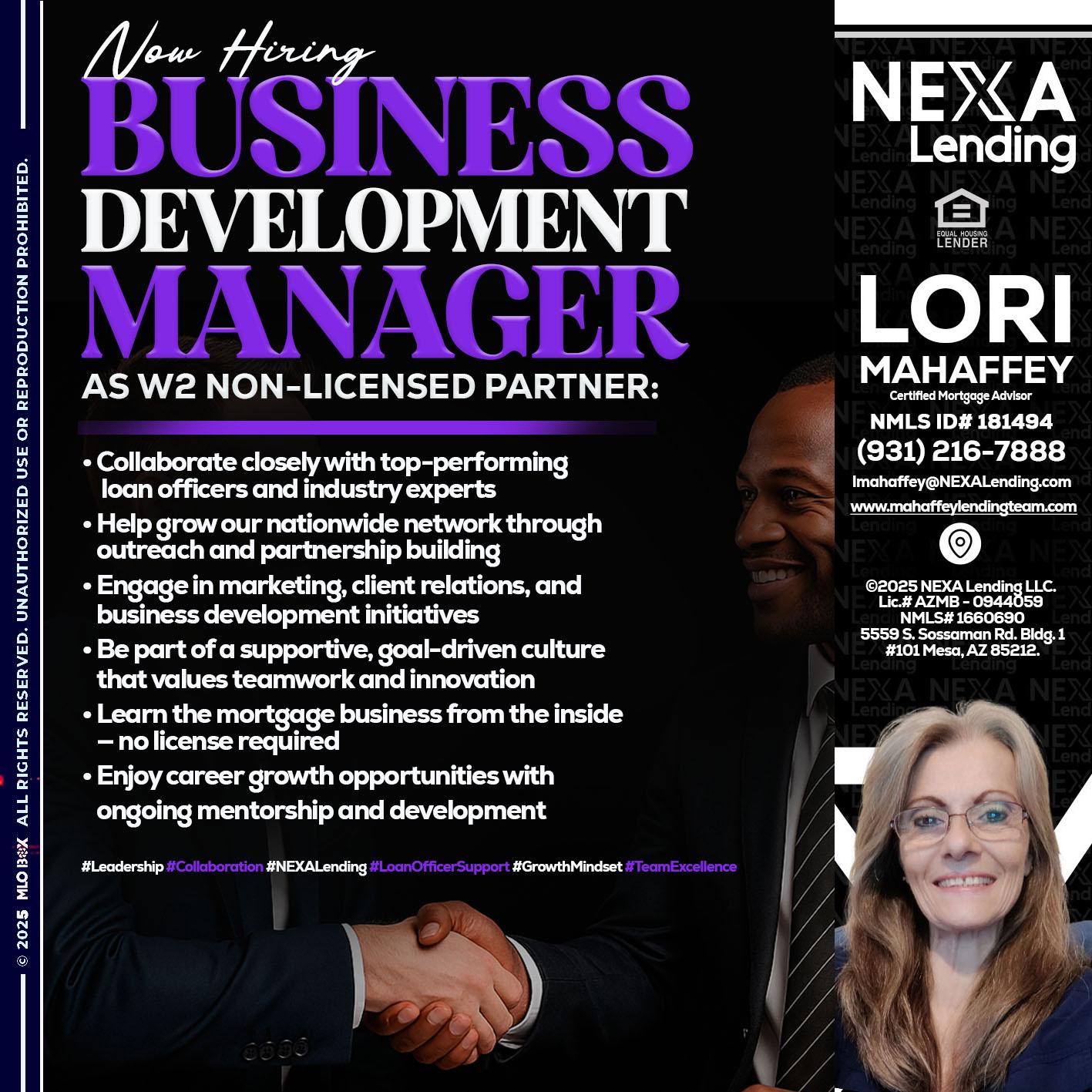 NOW HIRING - Lori Mahaffey -Senior Loan Officer, Certified Mortgage Advisor