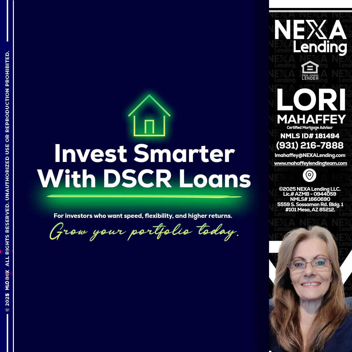 DSCR - Lori Mahaffey -Senior Loan Officer, Certified Mortgage Advisor