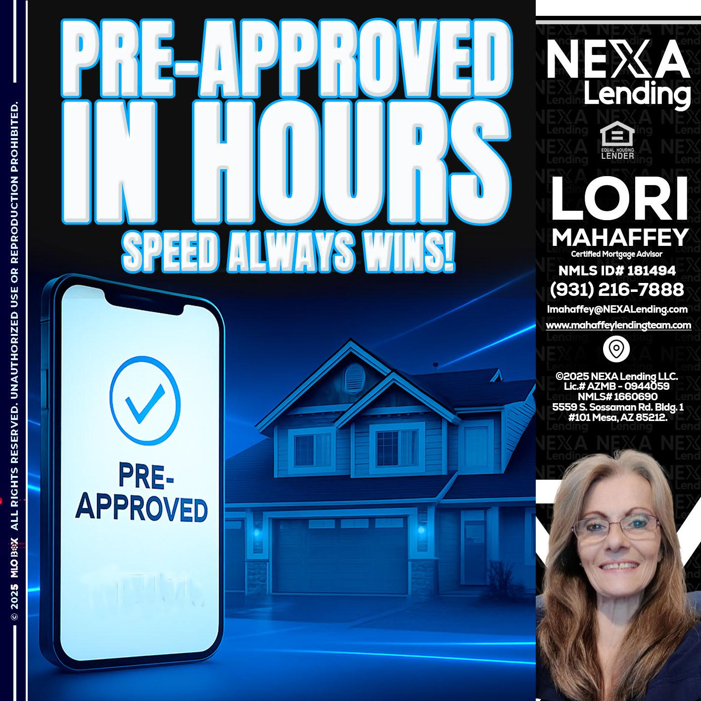 PRE - Lori Mahaffey -Senior Loan Officer, Certified Mortgage Advisor