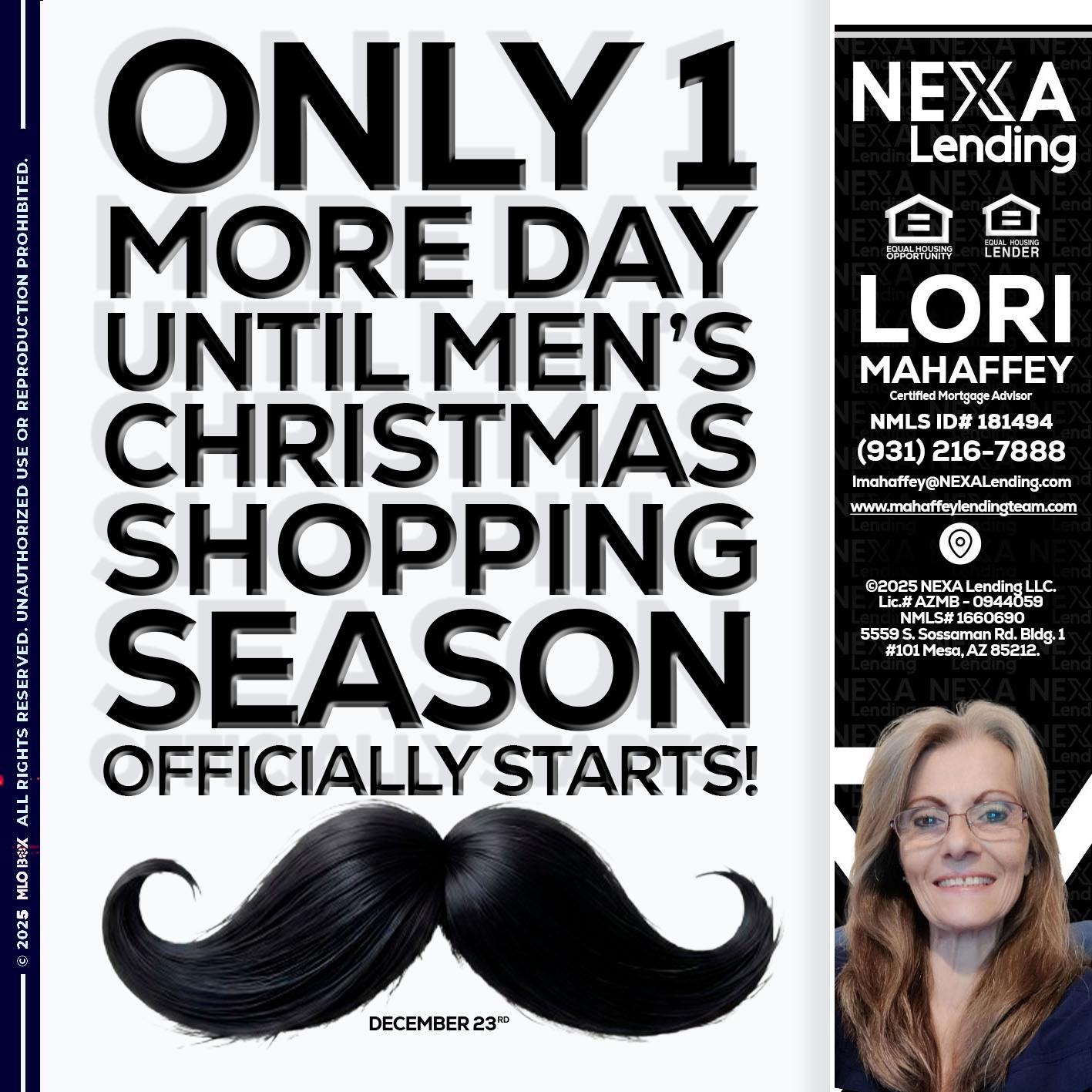 ONLY 1 DAY - Lori Mahaffey -Senior Loan Officer, Certified Mortgage Advisor