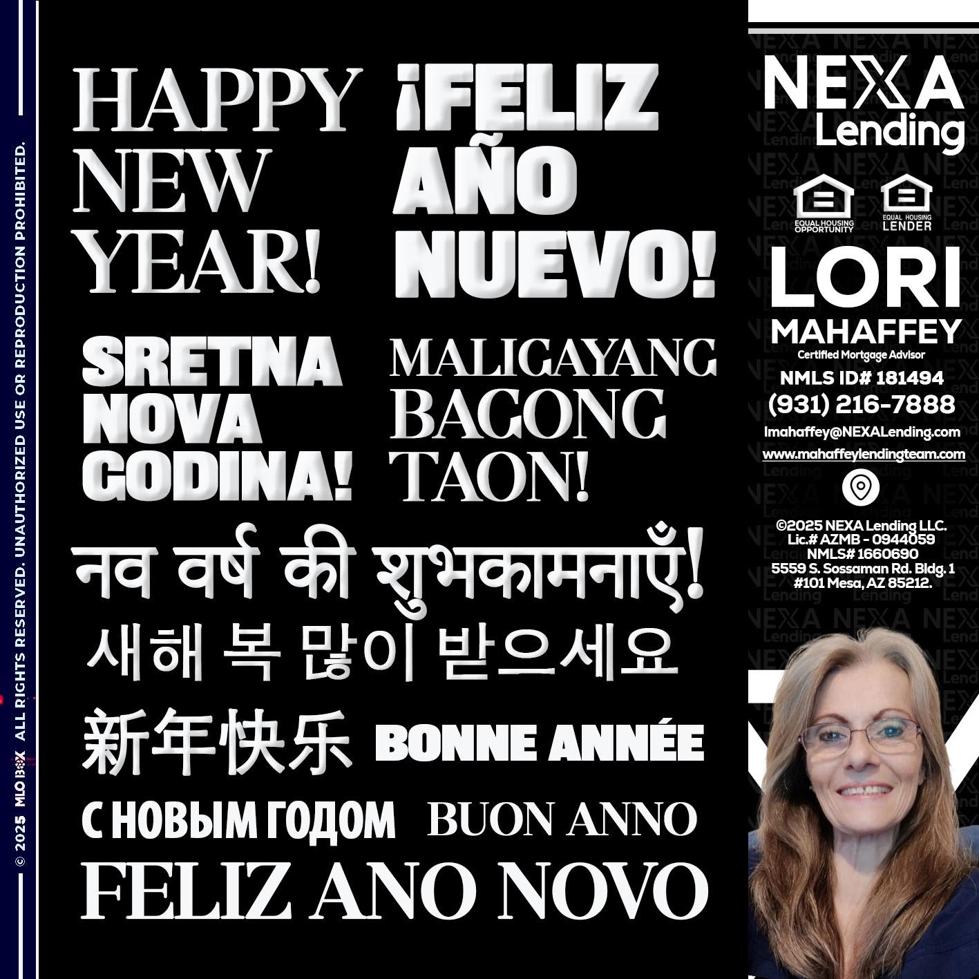 HAPPY NEW YEAR - Lori Mahaffey -Senior Loan Officer, Certified Mortgage Advisor