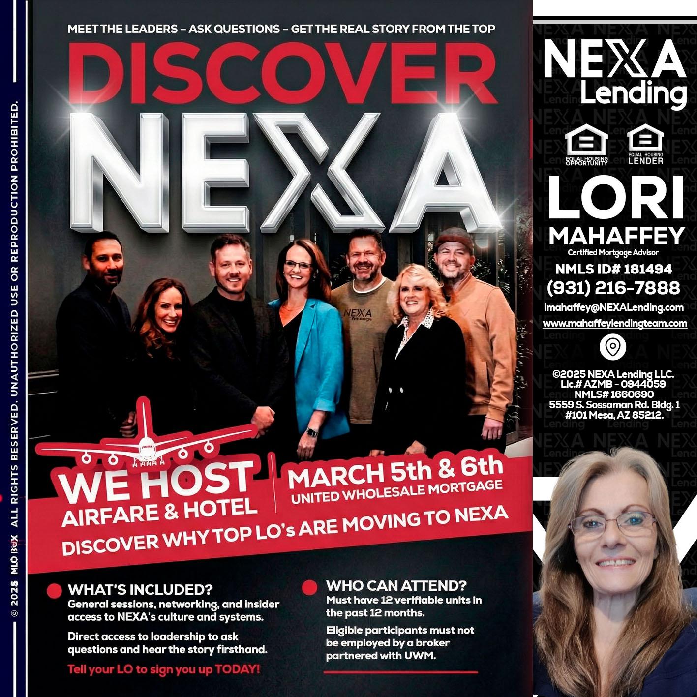 DISCOVER NEXA - Lori Mahaffey -Senior Loan Officer, Certified Mortgage Advisor