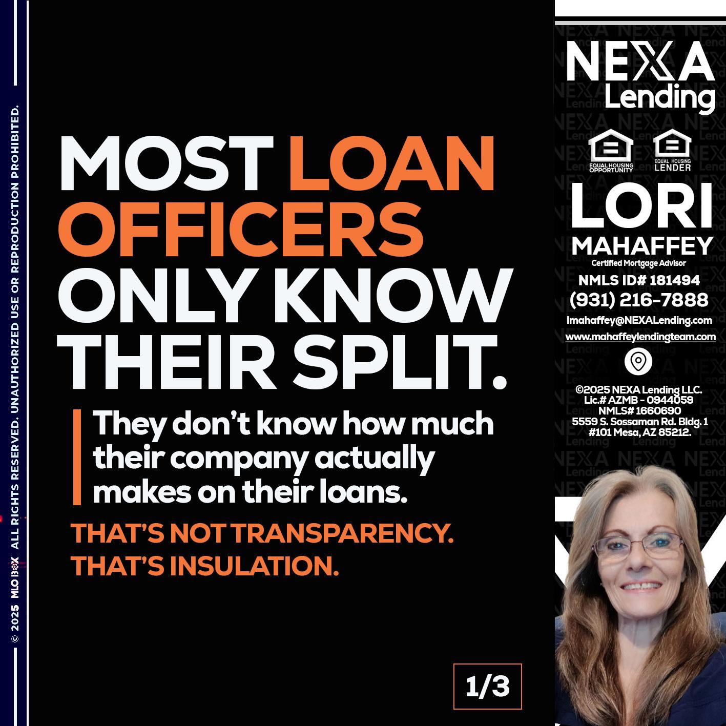 1 OF 3 - Lori Mahaffey -Senior Loan Officer, Certified Mortgage Advisor