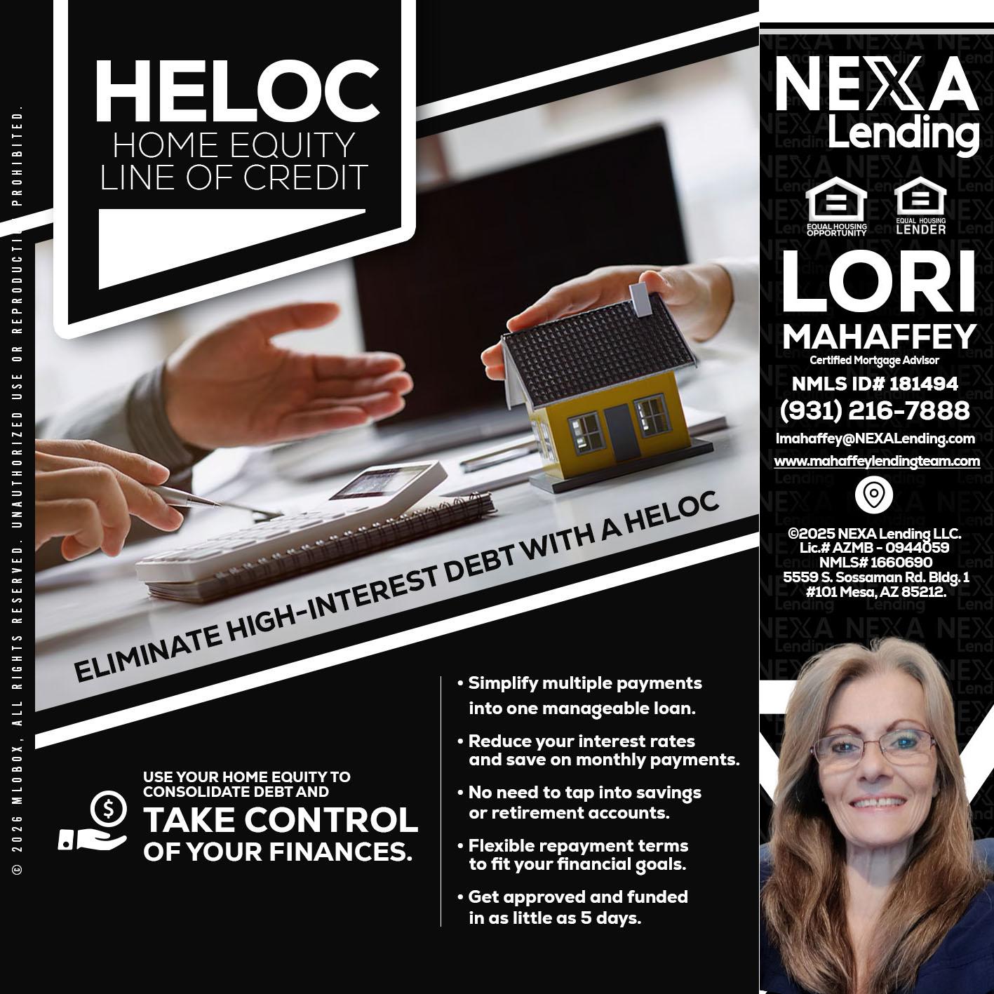 HELOC - Lori Mahaffey -Senior Loan Officer, Certified Mortgage Advisor