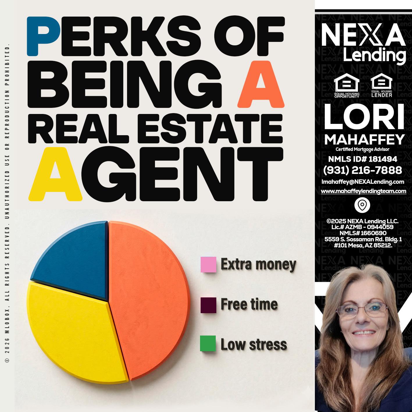 PERKS OF BEING - Lori Mahaffey -Senior Loan Officer, Certified Mortgage Advisor