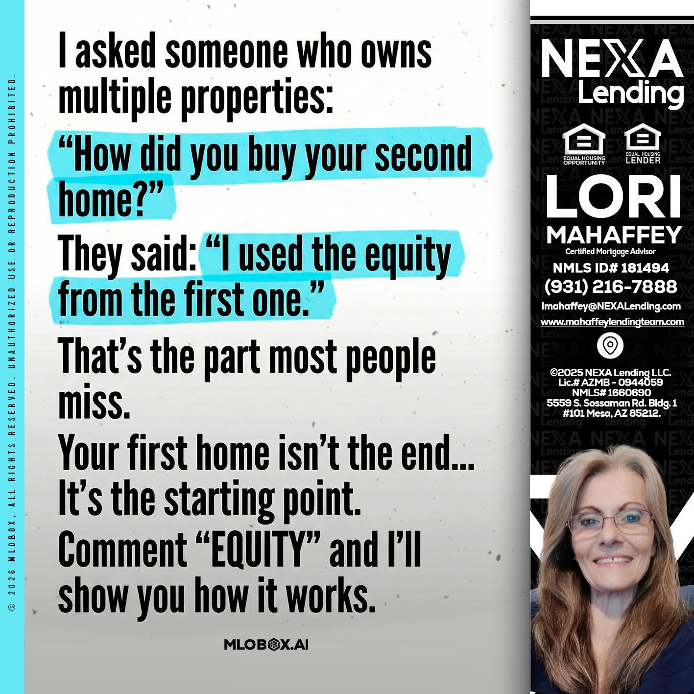 I asked someone - Lori Mahaffey -Senior Loan Officer, Certified Mortgage Advisor