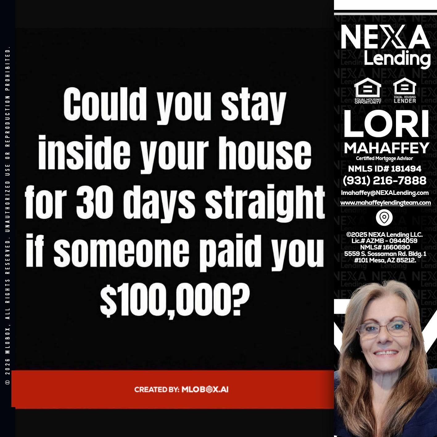 COULD YOU STAY - Lori Mahaffey -Senior Loan Officer, Certified Mortgage Advisor