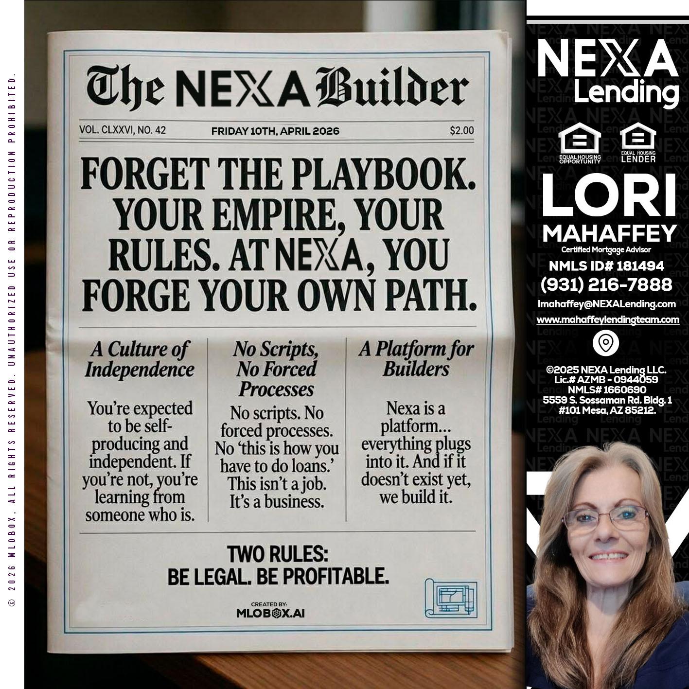 THE NEXA BUILDER - Lori Mahaffey -Senior Loan Officer, Certified Mortgage Advisor